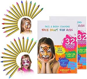 Drawdart Face Painting Kit For Kids - 24 Colors Water Based Non Toxic Face Paint Kit