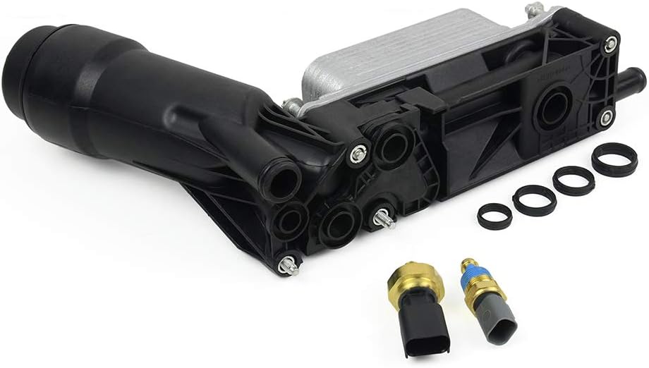 5184294AE Oil Cooler Filter Adapter Housing Assembly Compatible with Ch rysler 200 300 Dodge Journey Avenger Charger Wrangler Grand Cheroke 3.6L V6 2011-2013 with Oil Pressure & Oil Temperture Sensor: Automotive