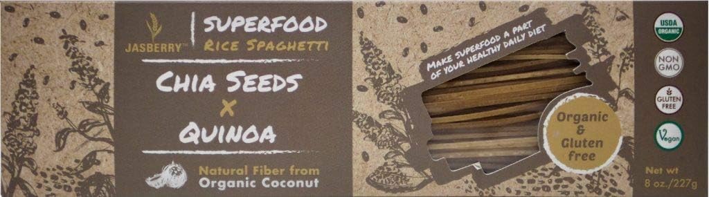 Jasberry Pasta Organic Superfood Gluten-Free Spaghetti with Chia Seeds and Quinoa 8 Ounces (Pack of 1)