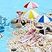 Tinksky Beach Sun Umbrella Miniature Landscape Bonsai Dollhouse Garden DIY Decor (Blue)