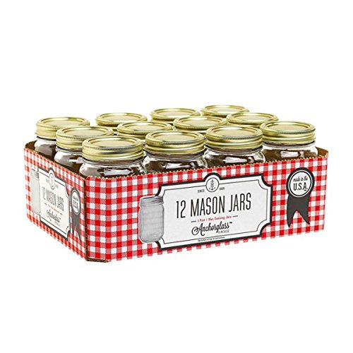 12 pack of 1 Pint Canning Clear Glass Pint Mason Jars With Lids
