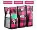 Pursetti Zip-Top Organizing Utility Tote Bag with Multiple Exterior & Interior Pockets for Working Women, Nurses, Teachers and Soccer Moms (Fuchsia Checker)