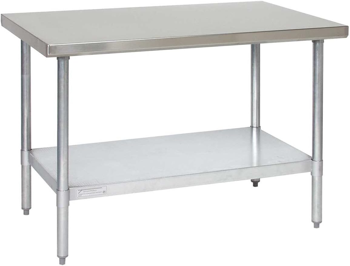 Tarrison WT3036 Heavy Duty Stainless Steel Top Work Table with Galvanized Legs and Undershelf, 36" Length x 35" Height x 30" Depth