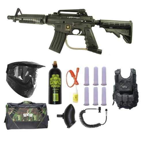 US Army Alpha Black Tactical Paintball Marker Gun 3Skull Vest Sniper
