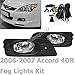 RP Remarkable Power, Fog Light for 2006 2007 Accord 4DR(4 Door) Driving Bumper Lamps with Wiring Harness& Switch Clear Lens Kit FL7048