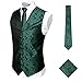 ZEROYAA Men's 3pc Paisley Jacquard Vest Set Necktie Pocket Square Set for Suit or Tuxedo ZLSV14 Green Black Medium