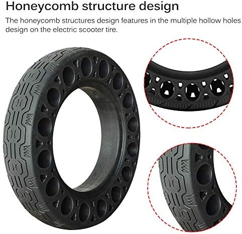 Haude Lot de 2 pneus en caoutchouc solide pour scooter électrique Ninebot Max G30 en nid d'abeille et amortisseur Noir 25,4 cm