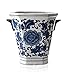 Zeesline Cobalt Blue and White Two-Handled Porcelain Cachepot Planter, Decorative Home & Garden Vase Pot