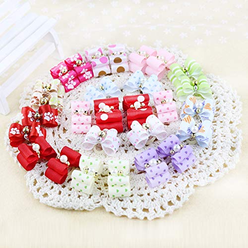 Xeminor 6 Pcs/Set Adorable Pet Double-Layer Bowknot Hair Clip Dog Cat Headdress Pet Grooming Hair Accessoriess Random Color