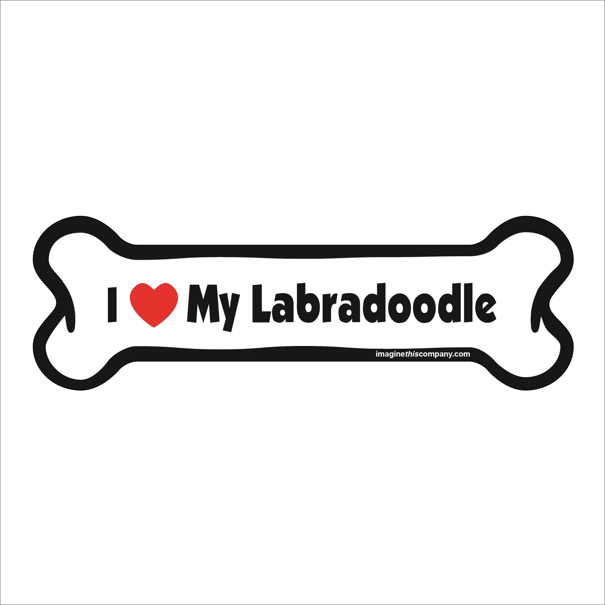 Imagine This Bone Car Magnet, I Love My Labradoodle, 2-Inch by 7-Inch