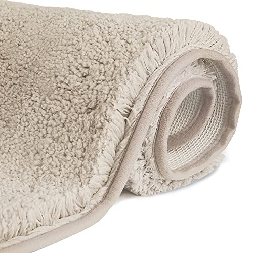 FCSDETAIL Rutschfeste, Hochflor Badteppiche 60X90 cm, Maschinenwaschbare Badematte, Badvorleger mit Wasserabsorbierenden, Weichen Mikrofasern für Bade