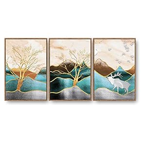 3 Piece Framed Canvas Home Artwork Decoration Abstract Nature Landscape Canvas Wall Art for Living Room, Bedroom - 16"x24"x3 Panels