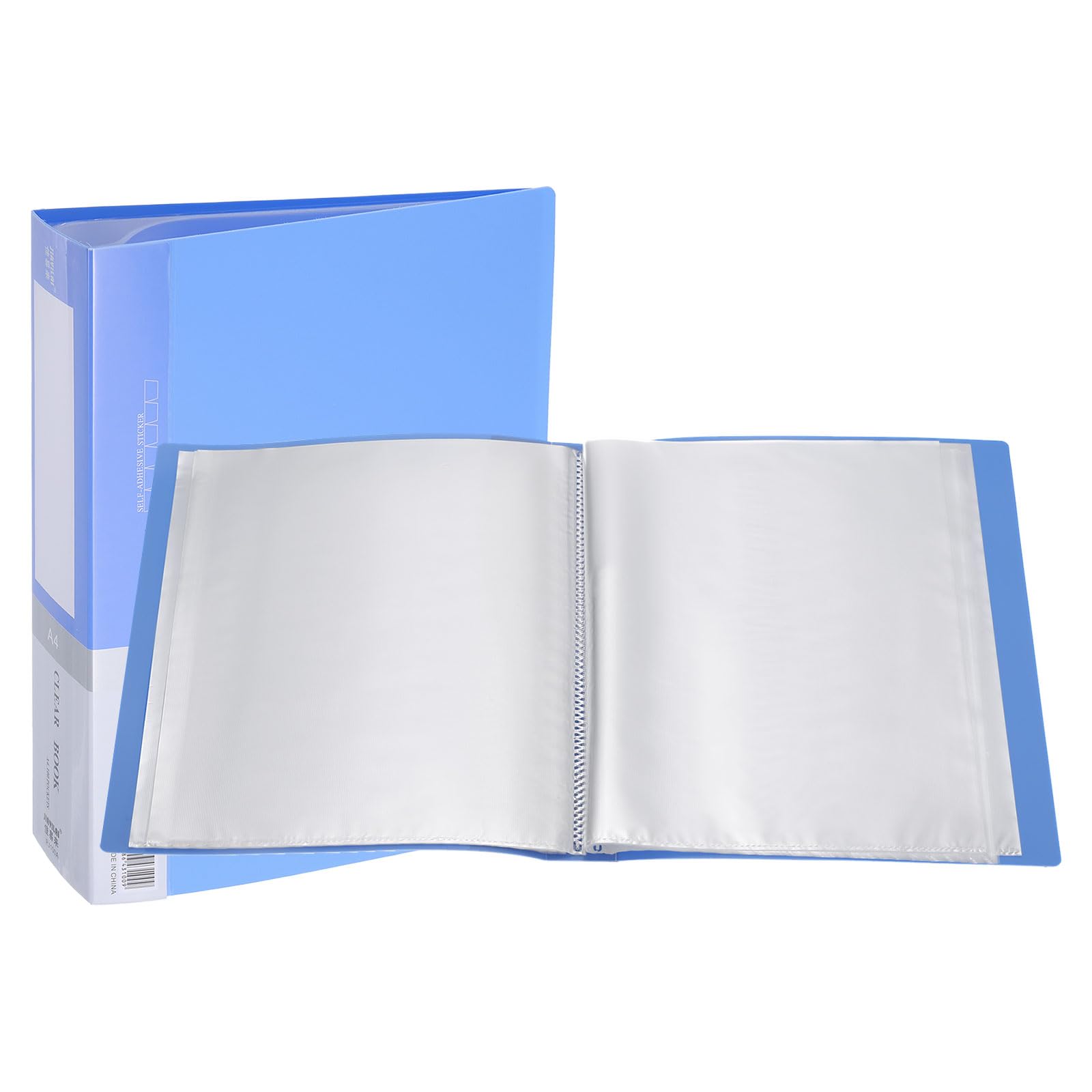 PATIKIL 8.5x11 Binders with Plastic Sleeve, 100 Pages A4 Presentation Book Portfolio Binder Folder with Clear Plastic Sheet Protector Sleeves for Artwork Document, Light Blue