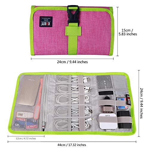 Travel Organizer, BUBM Cable Bag/USB Drive Shuttle Case/Electronics Accessory Organizer-Rose Red - Thumbnail 2
