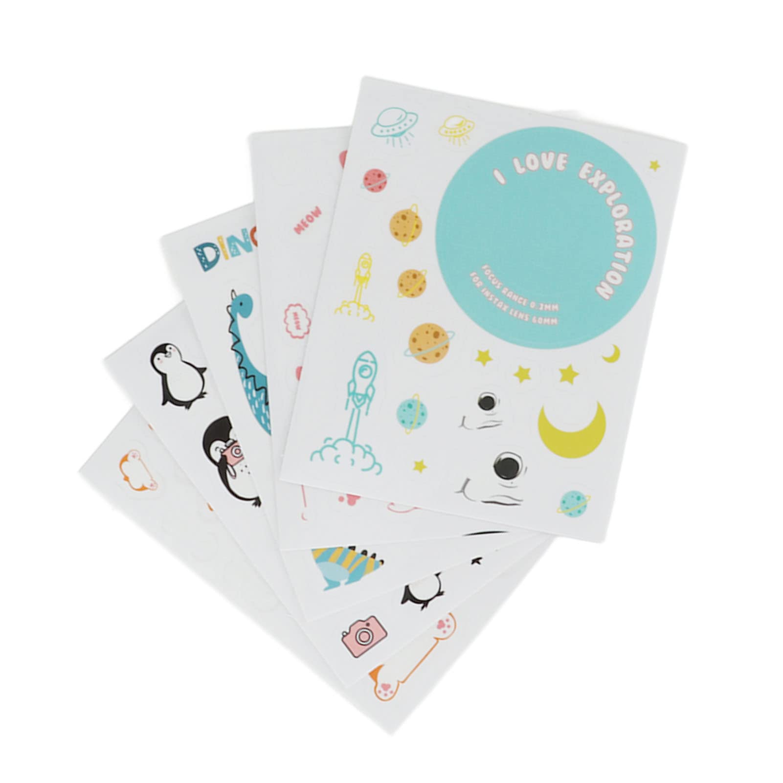 ASHATA Camera Colorful Stickers for Fujifilm Instax Mini 11,5pcs Decoration Cute Cartoon DIY Stickers for Protective Cases,Camera Bags,Photo Frames,Photo Albums(Space Animals Series)