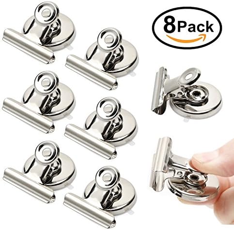 Refrigerator Magnet Strong Magnetic Hook Clips - 31mm Wide - Perfect Fridge Magnets,Photo Magnets for House Office Use with Protective Pads for Scratch Safe(8 Pack)