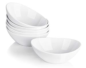 Lifver 7-inch/16oz Porcelain Salad bowl/Cereal bowl/Dessert bowl/Soup bowl set, Natural White, Set of 6