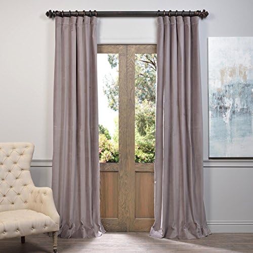 Half Price Drapes VCCH-HYR1202-84 Flint Vintage Cotton Velvet Curtain, Grey