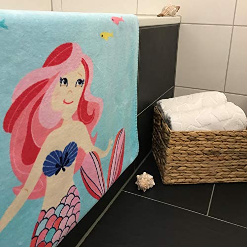 Mermaid MEERJUNGFRAU Mädchen Badetuch · Duschtuch · Strandtuch · Ocean Girl · türkis, rosa, pink · 75 x 150 cm - 100… – Bild 3