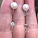 2 Pairs Invisible Clip on Earrings for Women - 8mm Shell Pearl Studs and 4mm Clear Cz Clip Ons for Non Pierced Ears