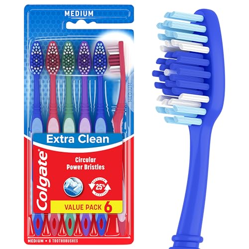 Colgate Extra Clean Toothbrush, Medium Bulk Toothbrush Pack, Adult Medium Bristle Toothbrushes