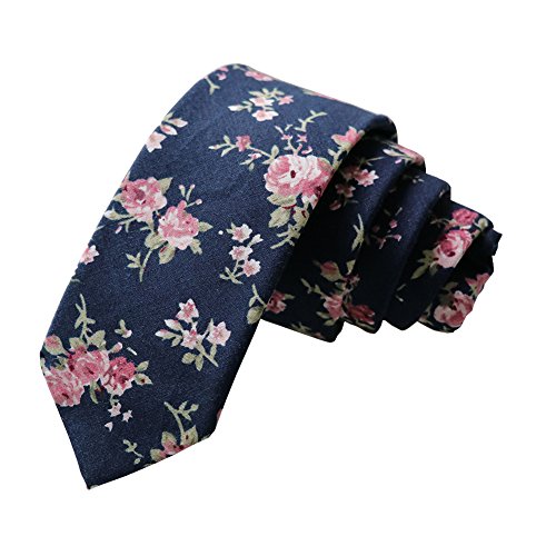 Floral Tie Men's Cotton Printed Flower Neck Tie Skinny Neckties (8502)