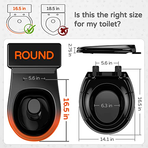 YASFEL Black Toilet Seat with Toddler Toilet Seat Built in, Potty