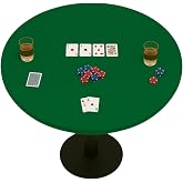 Feltectors Felt Card Game Table Cover for Playing Cards Poker, Mahjong, Domino, Bridge and Board Game, Elastic Fitted Tablecloth for 58 to 64 Inch Round Tables- Green