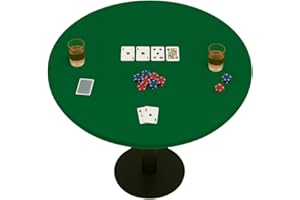 Feltectors Felt Card Game Table Cover for Playing Cards Poker, Mahjong, Domino, Bridge and Board Game, Elastic Fitted Tablecloth for 58 to 64 Inch Round Tables- Green