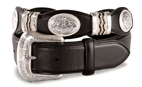 Tony Lama Men's Scalloped Leather Belt Black 34