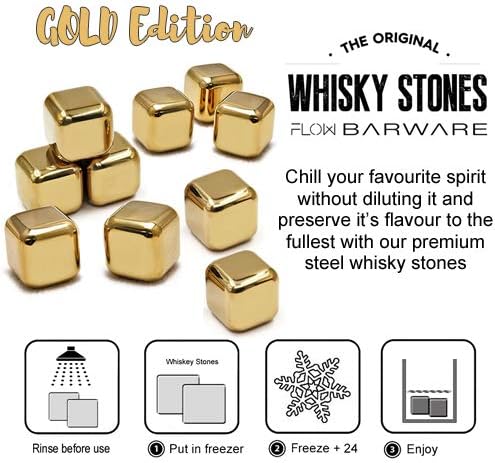 FLOW Barware Metal Whiskey Stones, Gold, 2.7 cm x 2.7 cm - Image 4