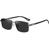 DUCO Retro Rectangular Polarized Sunglasses for Men Trendy Carbon Fiber Shades