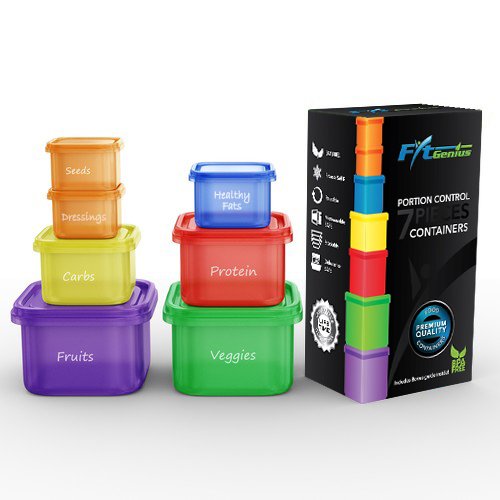 FitGenius Labeled Portion Control Containers (7Piece Set) Color