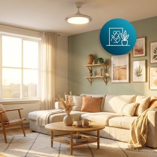 Deckenventilator EnergySilence Aero 4500 Puzzle Invisible Black&DarkWood. 30W DC-Motor, 4 Hocheffiziente Flügel, 6 Einstellbare Geschwindigkeitsstufen, mit Sommer-/Winterfunktion