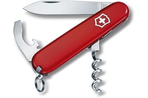 Victorinox Waiter Swiss Army Knife, 9 Function Swiss Made Pocket Knife with Large Blade, Corkscrew and Bottle Opener - Red