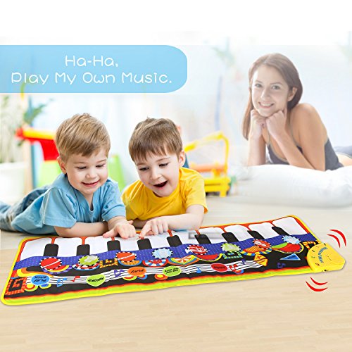 Coolplay Piano Play Musical Mat Touch Keyboard Singing Carpet For Baby Gift -10 key Step on Keyboard,8 Selectable Musical Instruments,43.3'' x14.2''