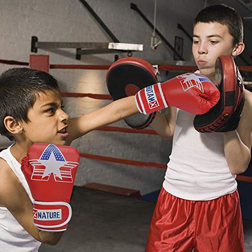 Xnature 4oz 6oz 8oz PU Kids Boxing Gloves Children Cartoon MMA Kickboxing Sparring Youth Boxing Gloves Training Gloves Age 5-12 Years (Red Boxing Gloves Without Gift Box) - Thumbnail 7