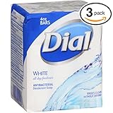 (PACK OF 3 BARS) Dial WHITE Antibacterial Bar Soap. Round the Clock Odor Protection. Leaves Skin Smooth & Radian! Hypo-Allergenic. Great for Hands, Face & Body! (3 Bars, 4oz Each Bar)