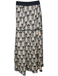 Womens Long Skirts Evelyn Carnation Printed Rayon Summer Vacation Flare Gypsy Skirt S/M