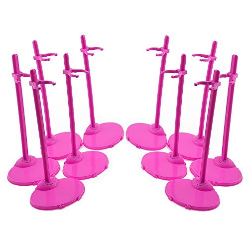 U.WILL 10 Pcs Toy Stand Support for Barbie Dolls Prop up Mannequin Model Display Holder pink