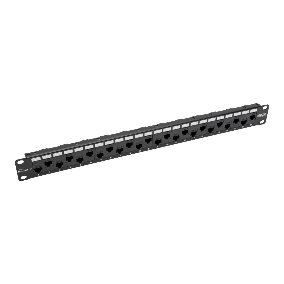 Tripp Lite 24-Port Cat5e Cat6 Feed-Through Patch Panel Offset w/Cable Management Bar RJ45 Ethernet 1URM TAA (N254-024-OF) โ image 1