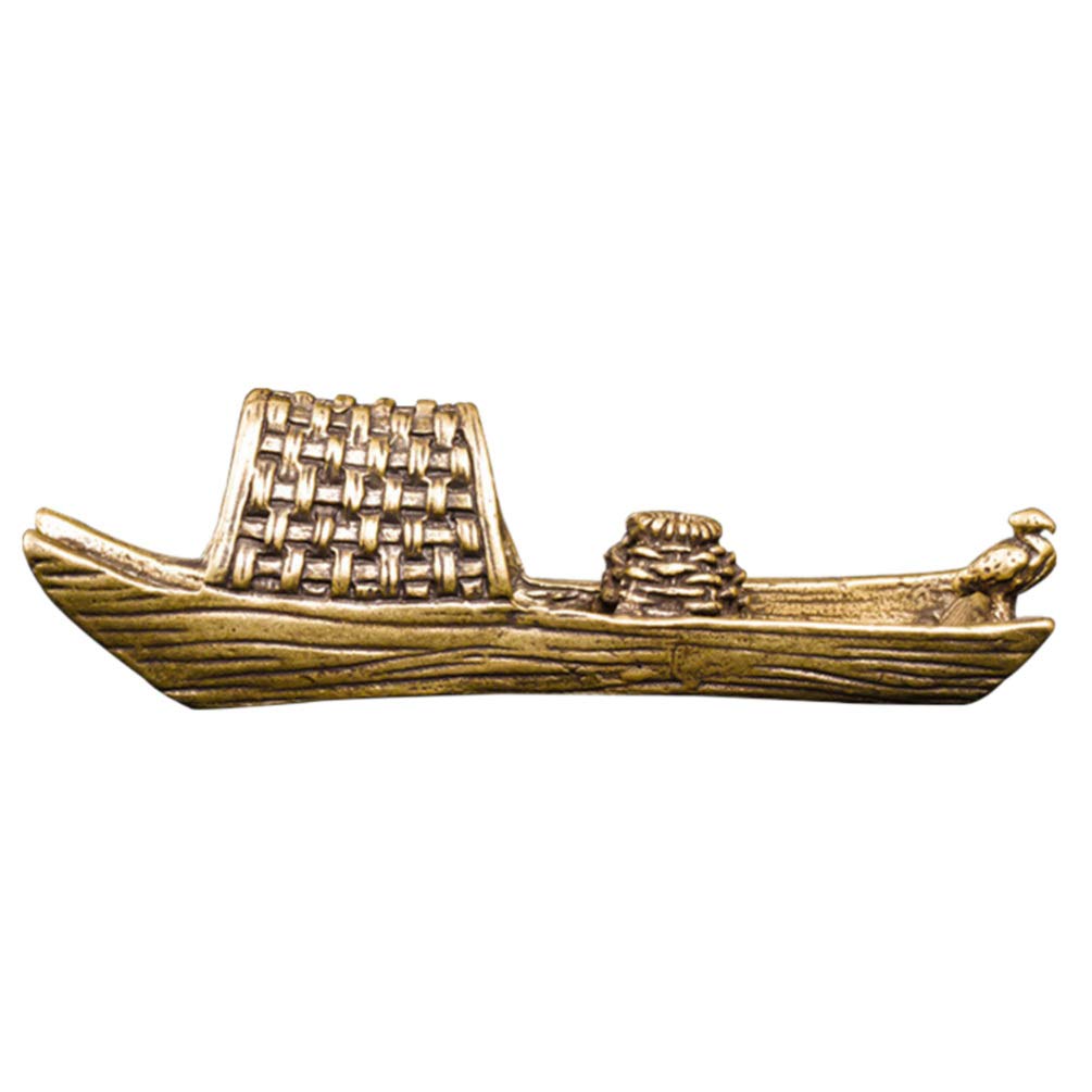 TOYANDONA Vintage Boat Ornaments Brass Ship Figurine Chinese Boat Model Feng Shui Sculpture Decoration Tabletop Showpiece for Home Office Room Decor