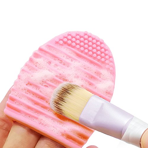 NIPOO Makeup Brush Cleaner - Silicone Glove Scrubber Board Cosmetic Clean Tools (Pink)