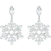 Sparkly Imitation Cubic Zirconia Snowflake Earrings for Women Elegant Flower Drop Dangle Earrings Delicate Winter Wedding Jewelry Bride Christmas Party Prom Festival Stocking Stuffer