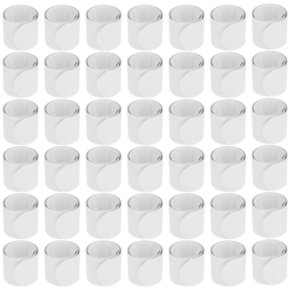 STOBOK 60Pcs White Slap Bracelets DIY Blank Party Wrist Strap Snap Band for Kids Classroom Craft Activity Prize Gift Costume