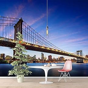 Wall Murals for Bedroom Brooklyn Bridgeand Newyork City Large Removable Wallpaper Peel and Stick Wall Stickers - 66x96 inches