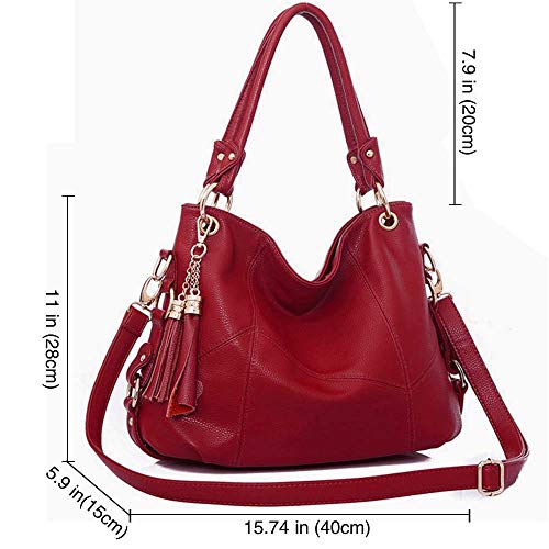 Genuine Leather Top Handle Satchel Handbag Tote Tassel Shoulder Bag