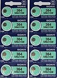 Sony 364 (SR621SW) 1.55V Silver Oxide 0%Hg Watch Battery (10 Batteries)   