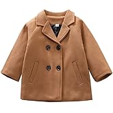 MoZiKQin Toddler Baby Boys Girls Wool Coat Winter Warm Double Breasted Trench Coat Kids Jacket Outwear Clothes