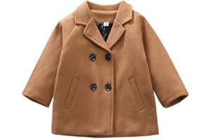 MoZiKQin Toddler Baby Boys Girls Wool Coat Winter Warm Double Breasted Trench Coat Kids Jacket Outwear Clothes